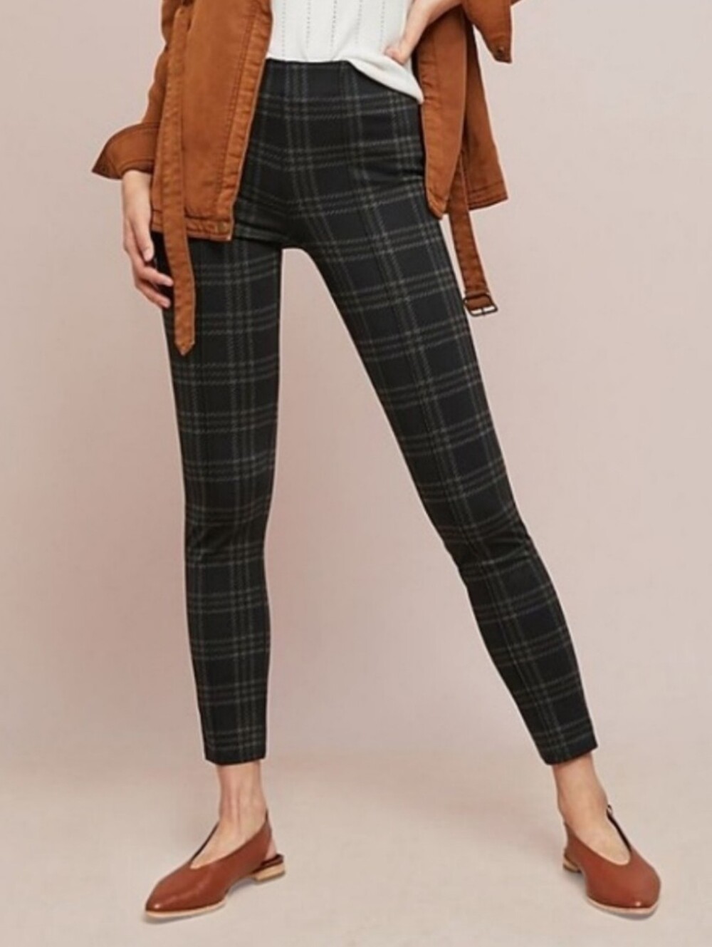 NWOT Sanctuary Runway Black & Grey High Rise Plaid Leggings Womens S